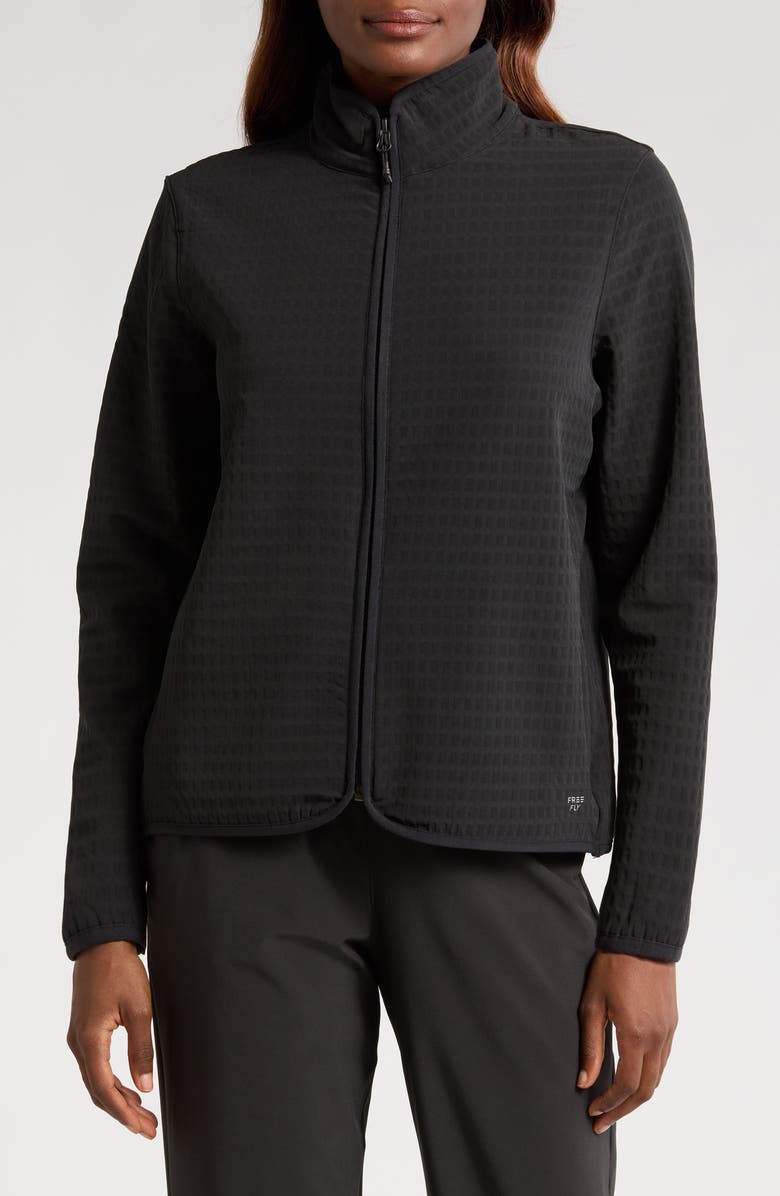 Free Fly Grid Bonded Fleece Zip Jacket, Alternate, color, Black