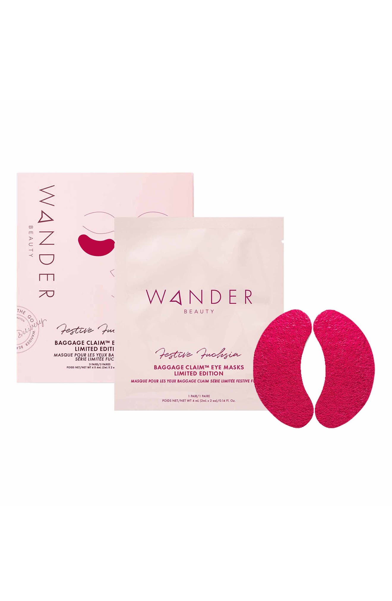 Wander Beauty Baggage Claim Eye Masks (Limited Edition) in Festive Fuchsia at Nordstrom