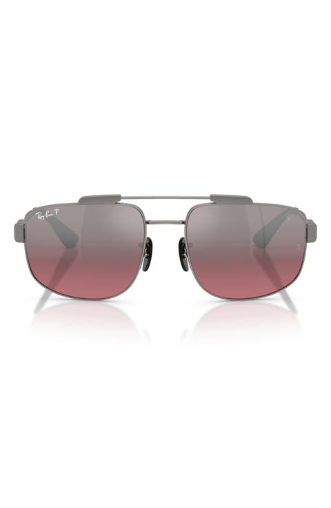 58mm Ferrari Polarized Square Sunglasses