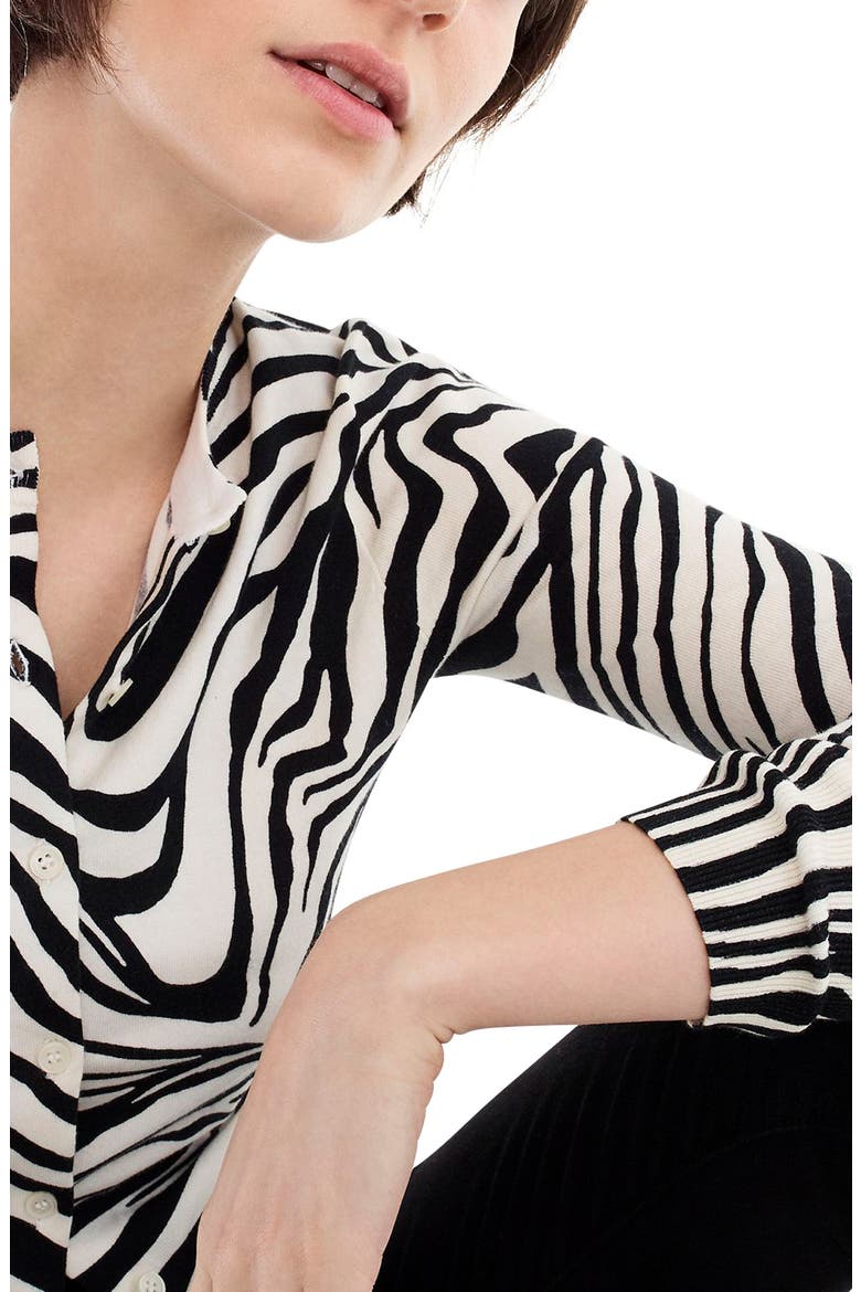 Jackie Zebra Print Cardigan, Alternate, color, BLACK CHAMPAGNE