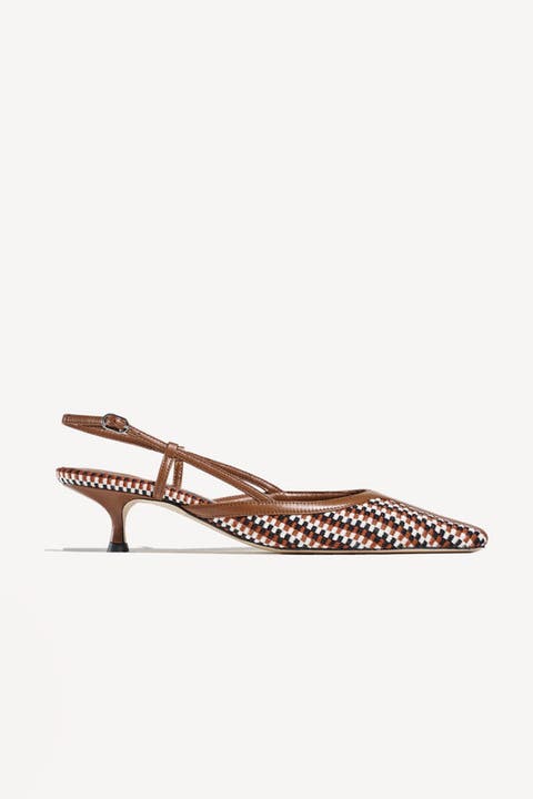 Malva Pointed Toe Kitten Slingback Pumps