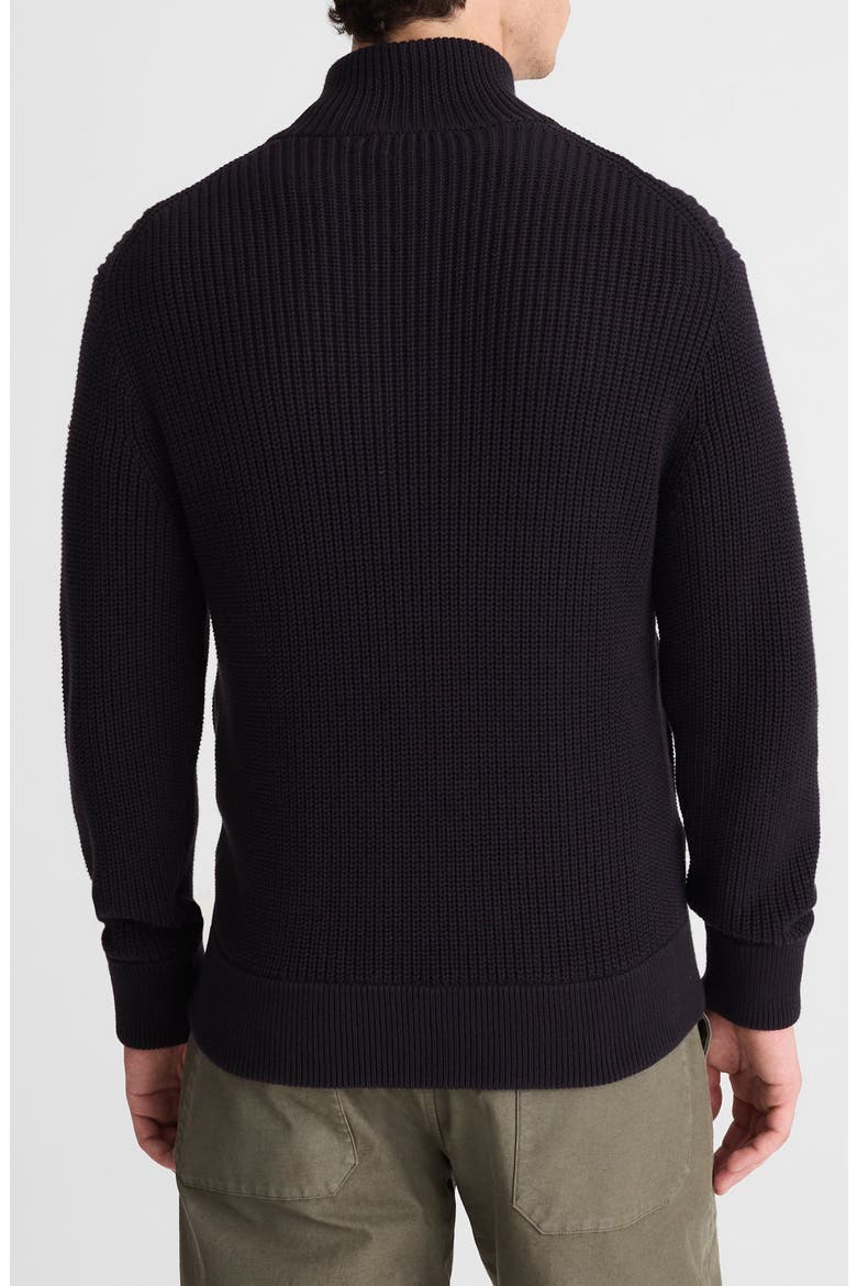 Shaker Stitch Full Zip Cotton Sweater, Alternate, color, OBSIDIAN BLUE
