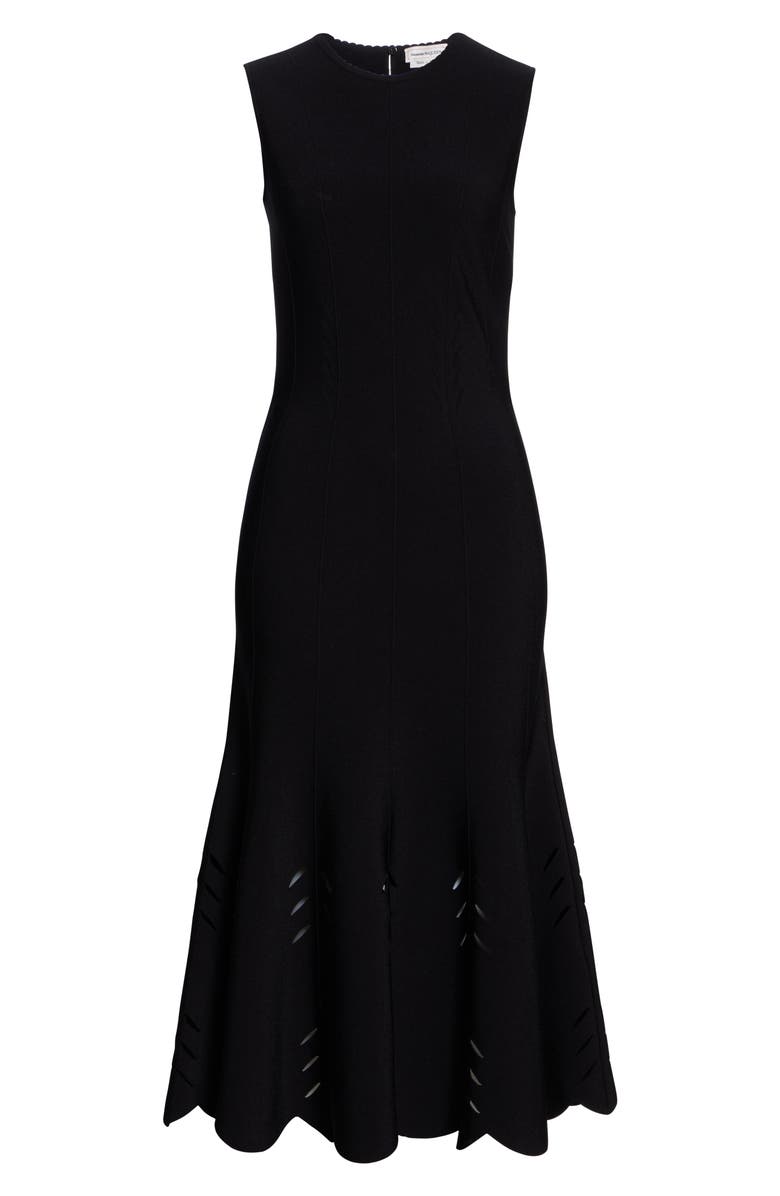 McQueen Alexander McQueen Cutout Scallop Hem Midi Sweater Dress, Alternate, color, 