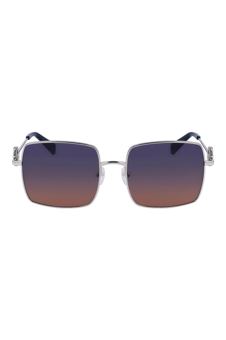 Medallion 55mm Gradient Square Sunglasses, Main, color, SILVER/ GRADIENT PETROL BROWN