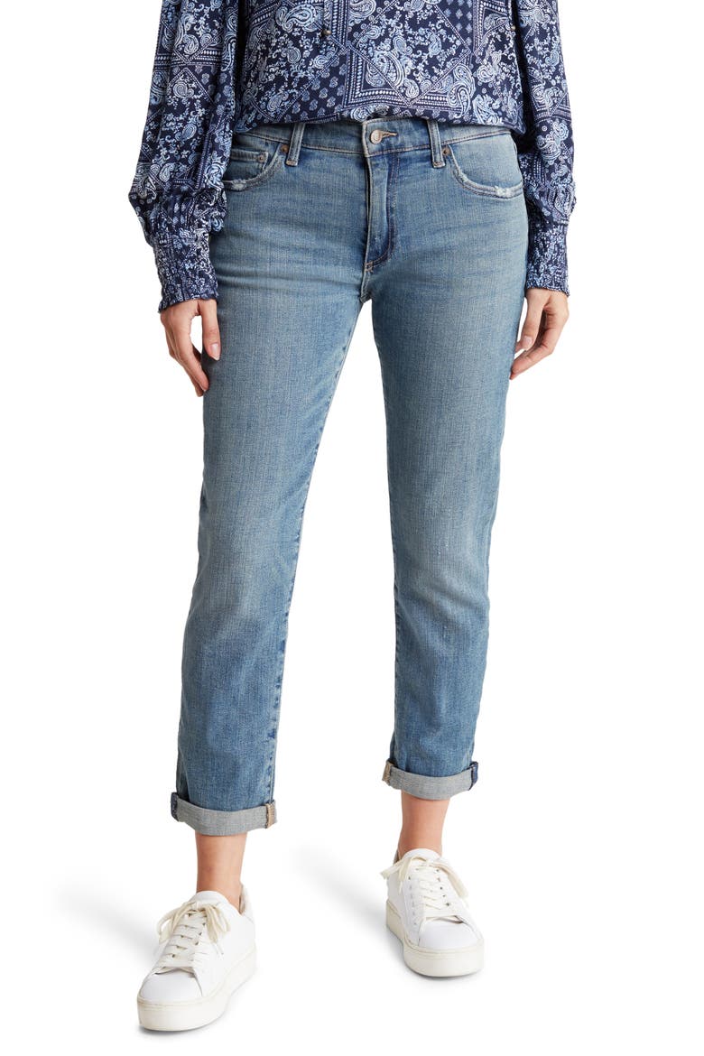 Sienna Crop Cuffed Slim Boyfriend Jeans, Main, color, AZURE BAY CLEAN