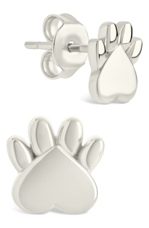 Paw Print Stud Earrings