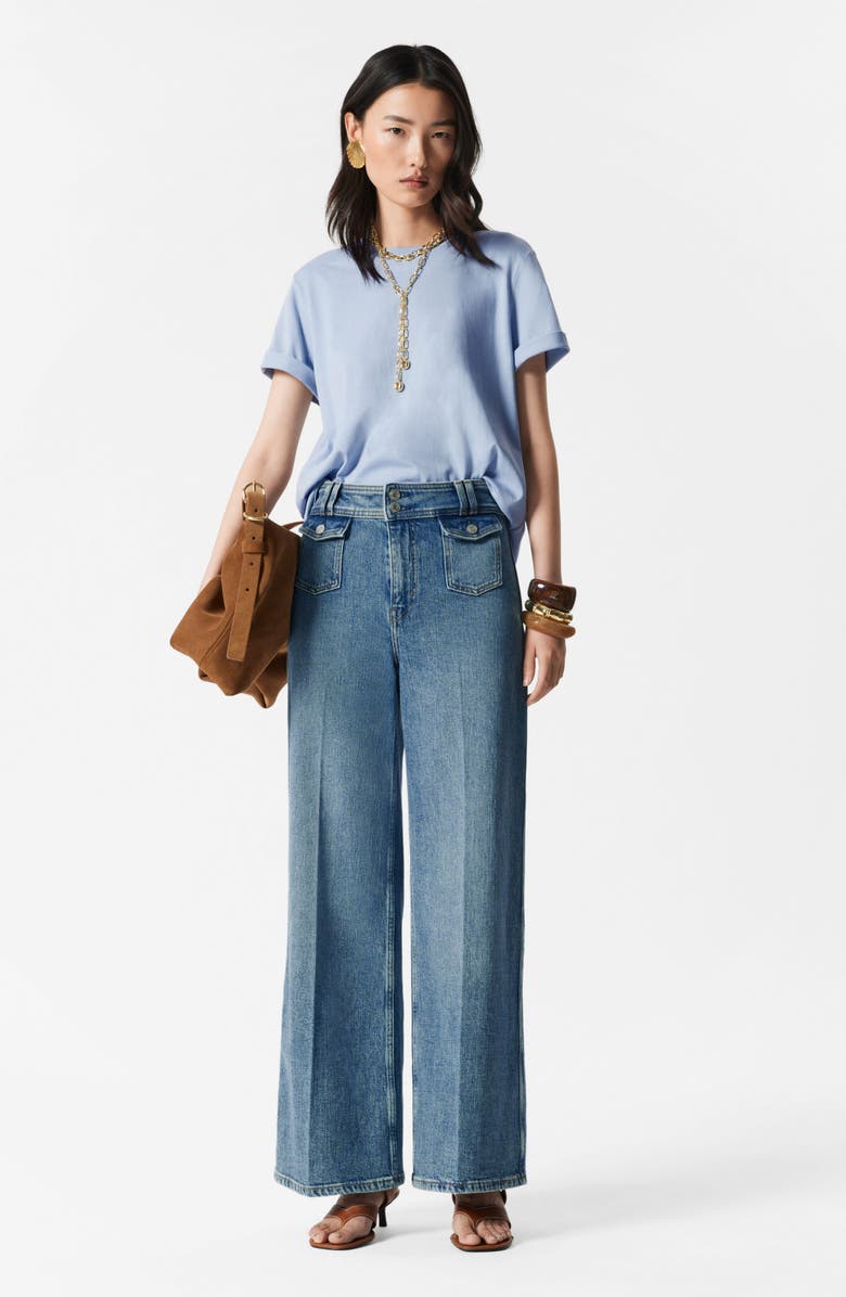 & Other Stories Lilly Cotton T-Shirt, Alternate, color, Blue Dusty Light