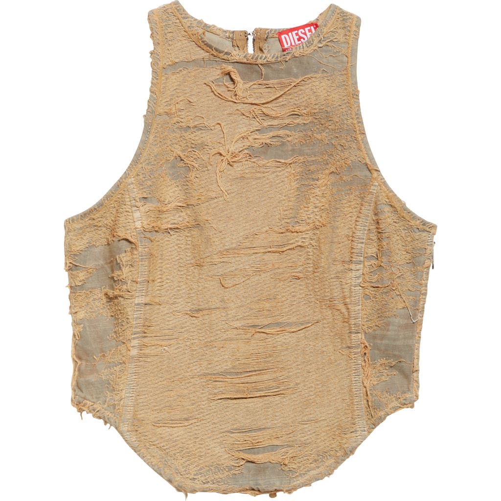 Diesel De Astro Fsg Cotton Top Destroyed Effect In Beige