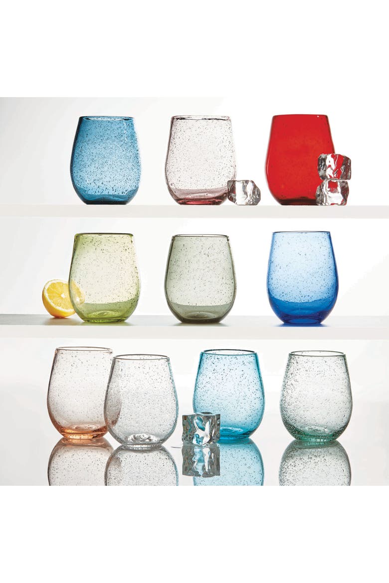 Bubble Glass Stemless Wine Glass for Parents Gift, Alternate, color, Blue