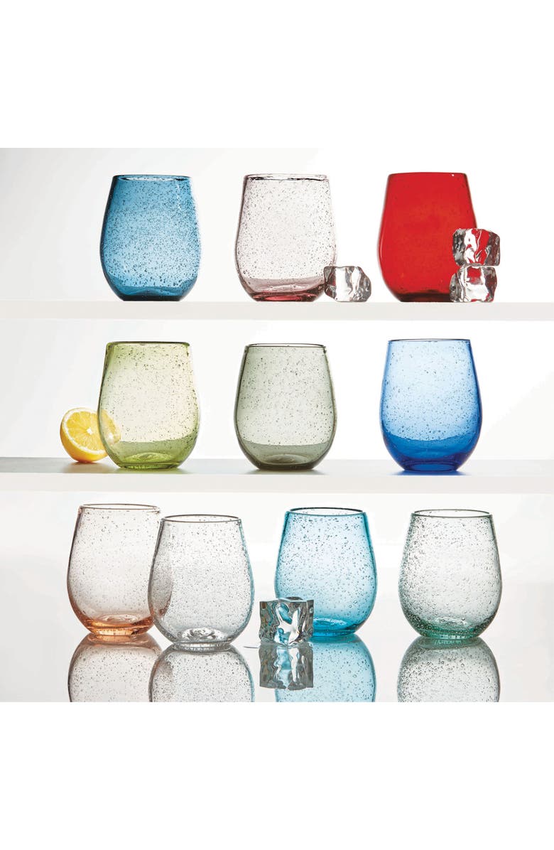 tag Bubble Glass Stemless Blush Wine Glasses for Everyday Use, Alternate, color, Pink