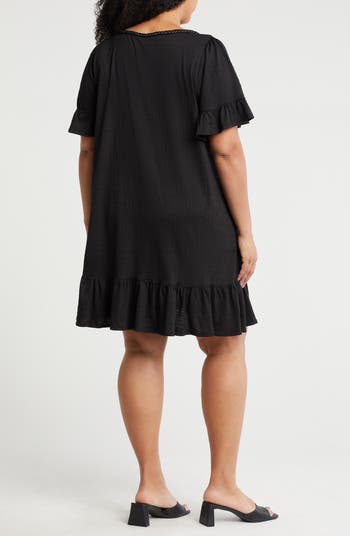Ruffle Trim Jersey Dress