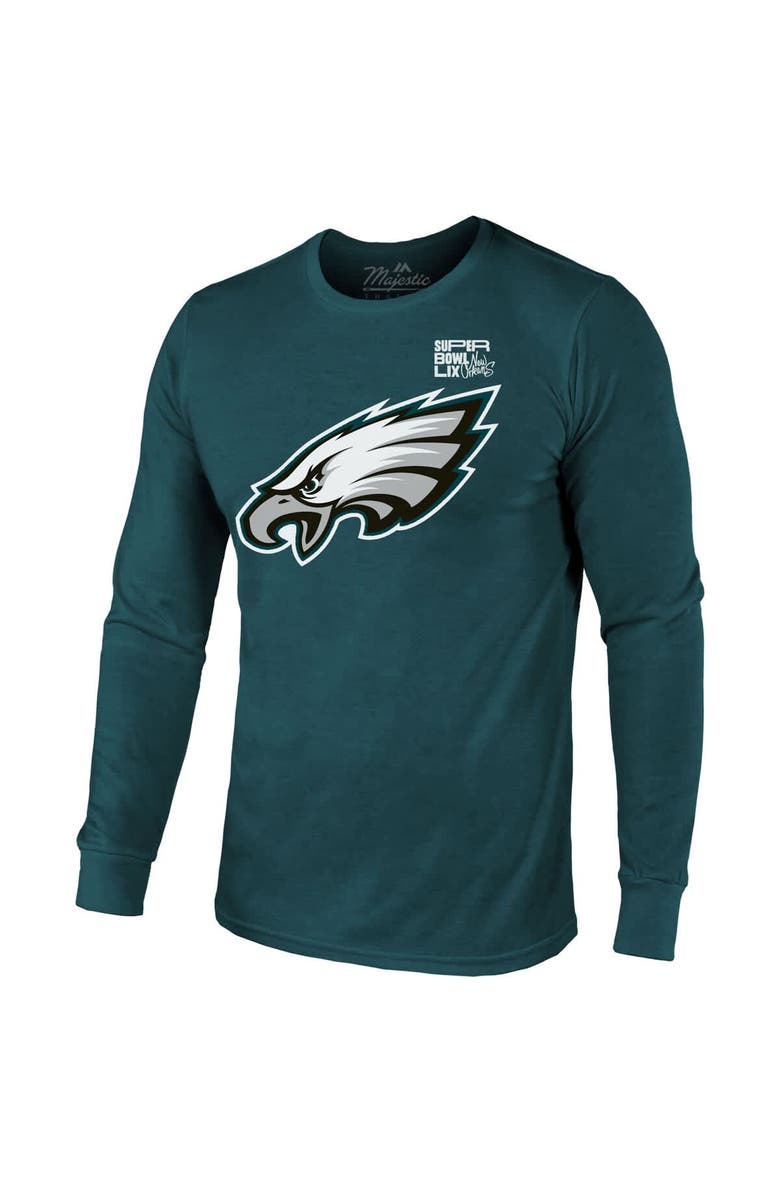 Majestic Threads Men's Majestic Threads Saquon Barkley Midnight Green Philadelphia Eagles Super Bowl LIX Player Name & Number Tri-Blend Long Sleeve T-Shirt, Alternate, color, 