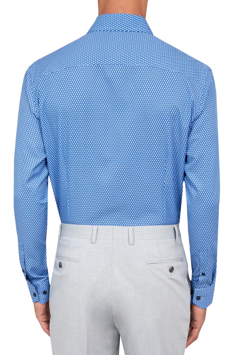 Slim Fit Geo Print Stretch Performance Dress Shirt, Alternate, color, BLUE