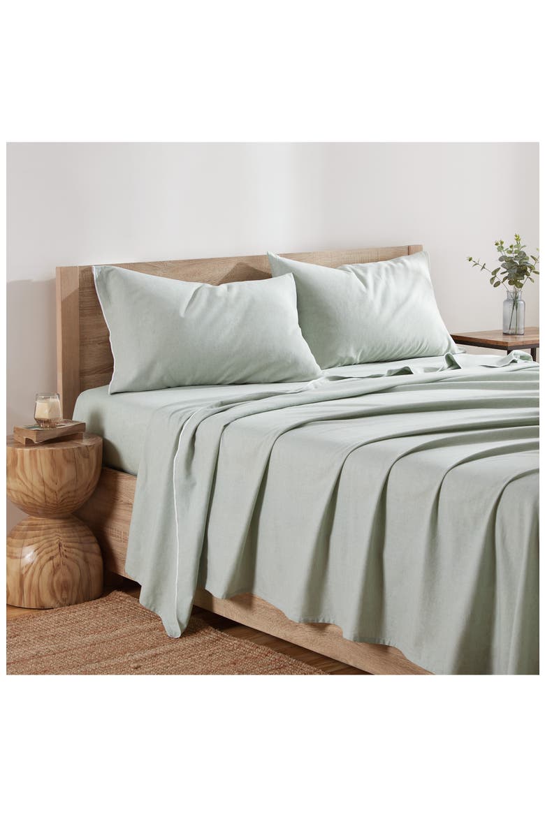 Washed Linen & Cotton Sheet Set, Alternate, color, SAGE