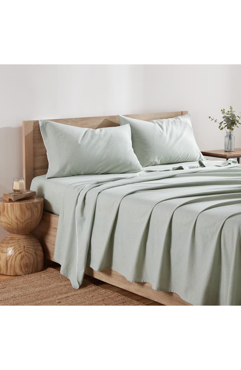 DKNY Pure Washed Linen & Cotton Sheet Set, Alternate, color, Sage