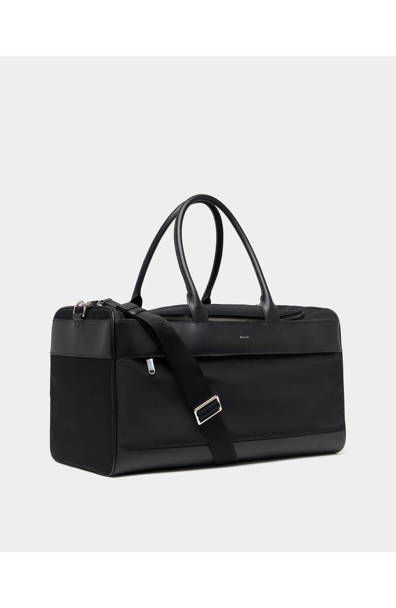Bally Vogel Duffle Bag in Nylon and Recycled Leather, Alternate, color, Black