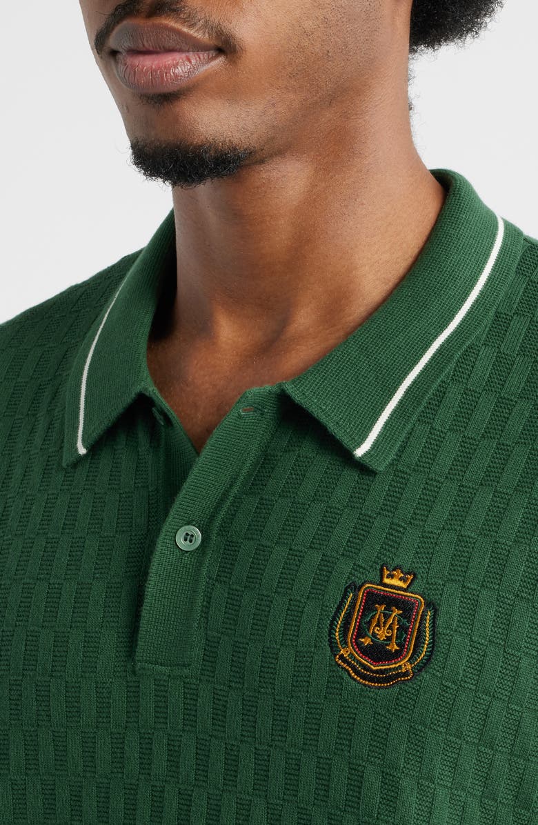 Malbon Golf Crest Embroidered Polo, Alternate, color, Myrtle