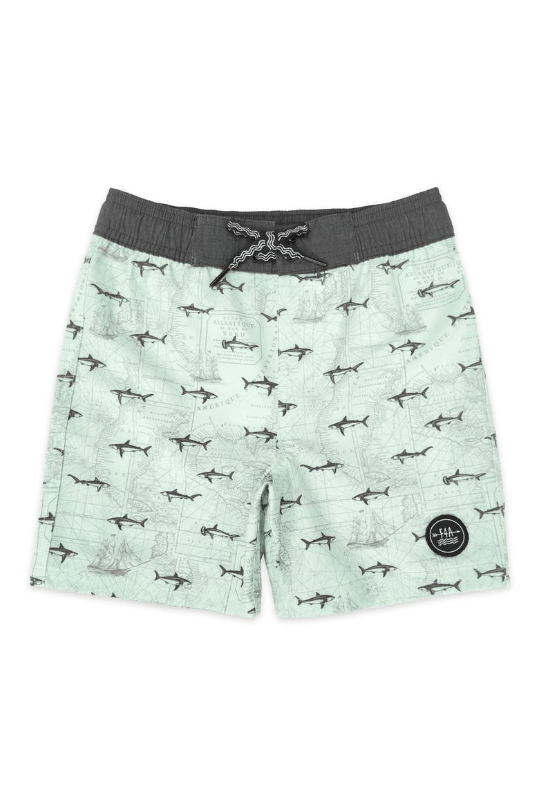 Kids' Classic Fish Print Board Shorts, Main, color, SALTWATER