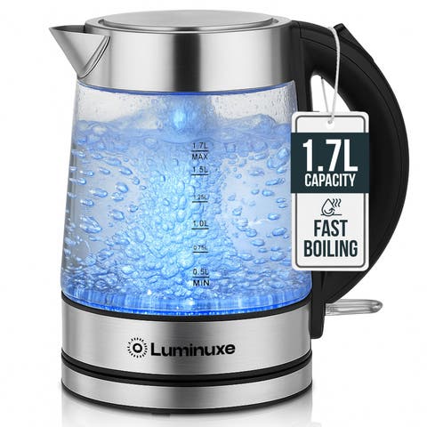 Glass Electric Kettle 1.7 Liter Speed‑Boil Cool‑Touch Water Boiler