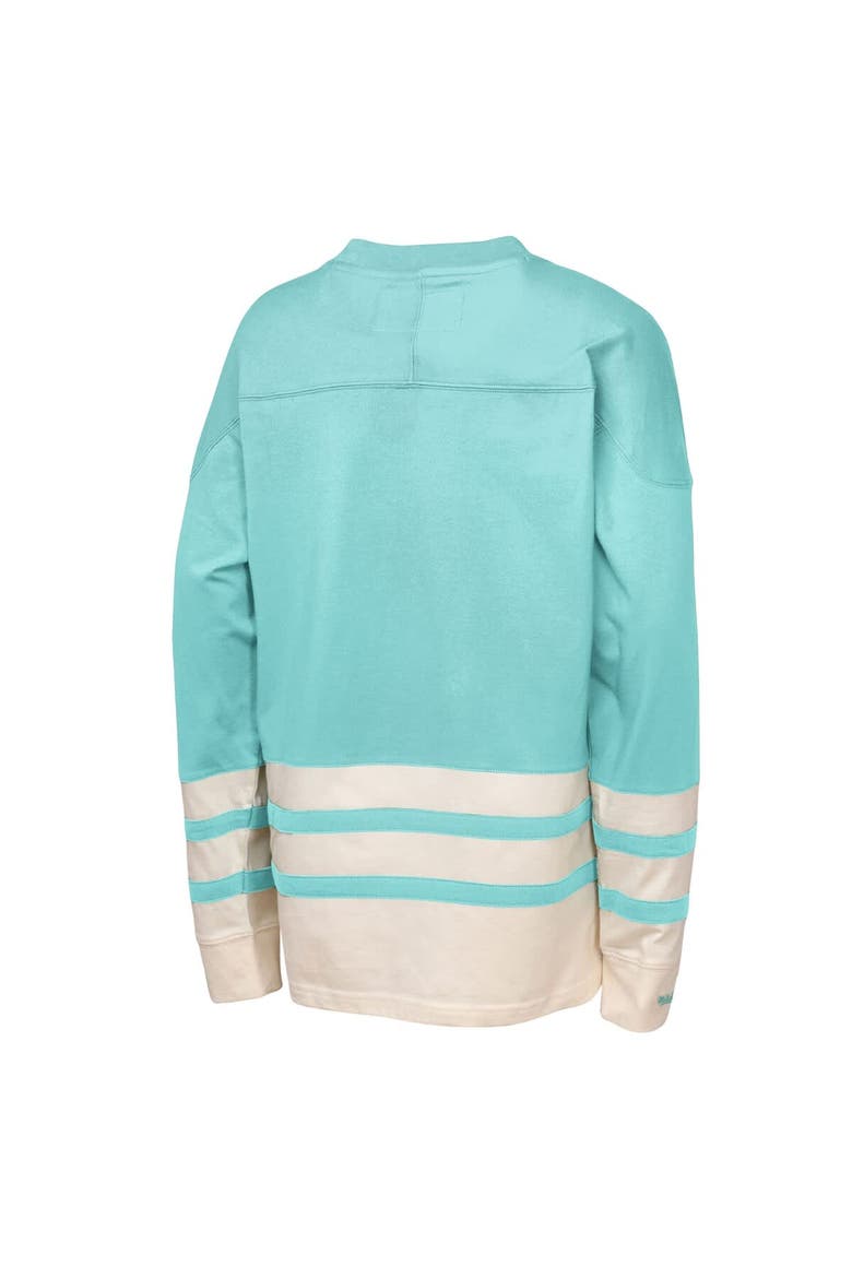 Youth Mitchell & Ness  Light Blue Seattle Kraken Chainstitch Heavyweight Long Sleeve Top, Alternate, color, Light Blue