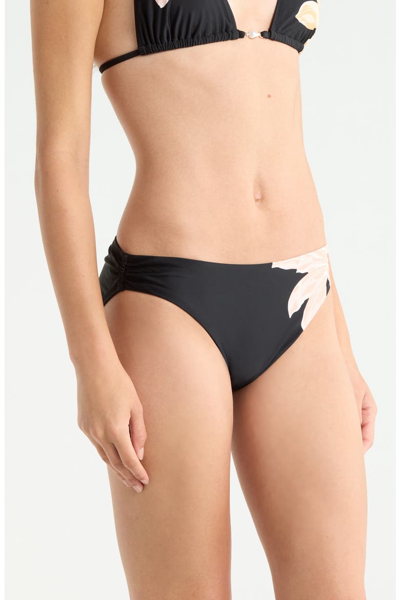 Side Shirred Hipster Bikini Bottoms, Alternate, color, BLACK