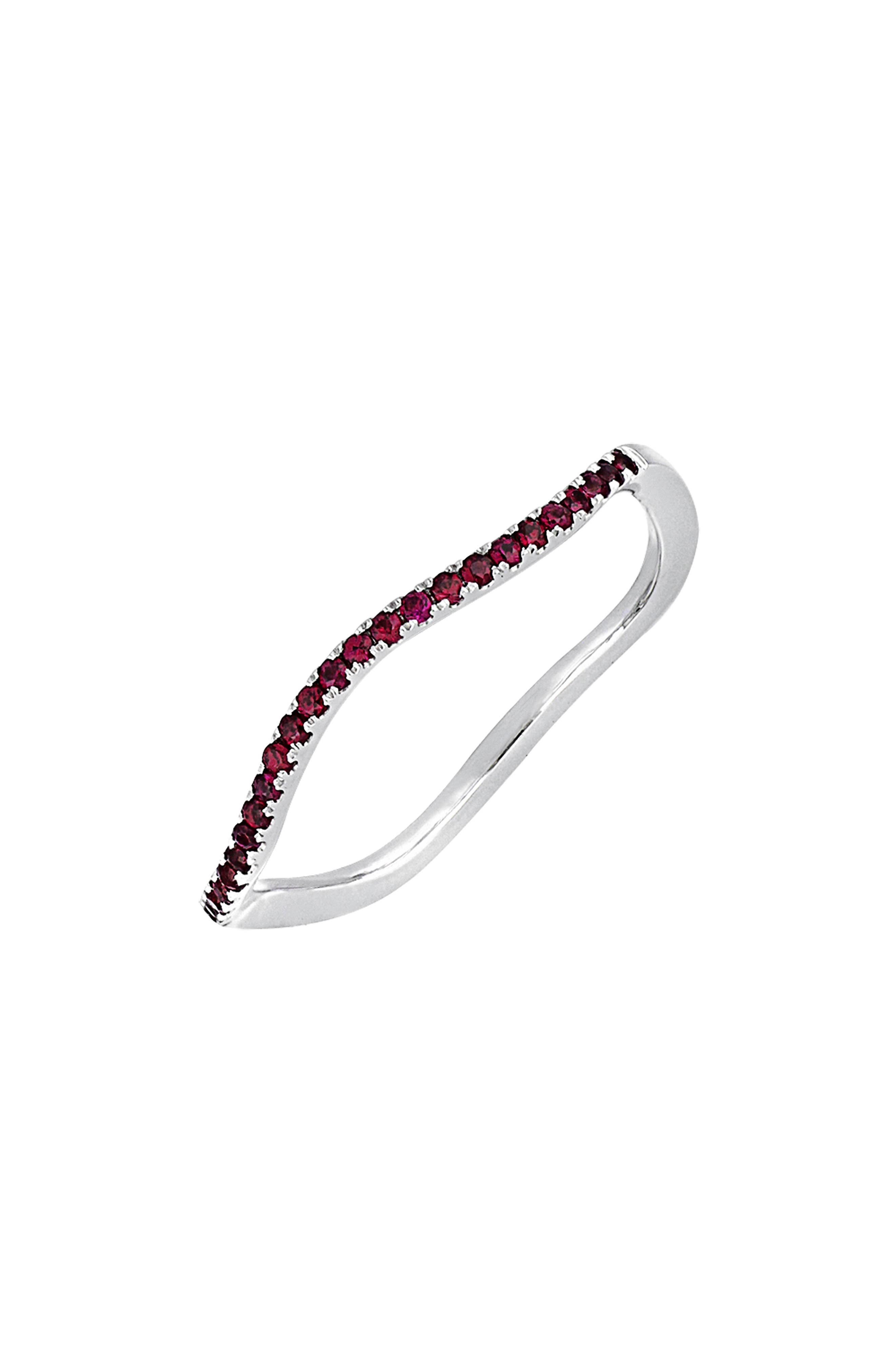 Bony Levy 18K White Gold Ruby Wave Band Stackable Ring