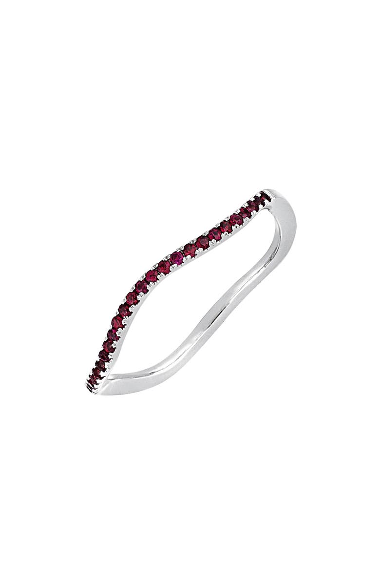 Bony Levy 18K White Gold Ruby Wave Band Stackable Ring, Main, color, 18K White Gold