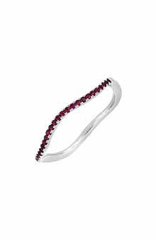 Bony Levy 18K White Gold Ruby Wave Band Stackable Ring