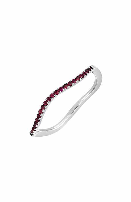 Bony Levy 18K White Gold Ruby Wave Band Stackable Ring