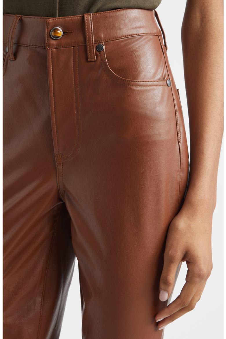 Beverly High Waist Skinny Flare Faux Leather Jeans, Alternate, color, MAHOGANY