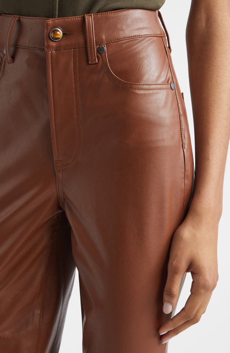 Veronica Beard Beverly High Waist Skinny Flare Faux Leather Jeans, Alternate, color, Mahogany