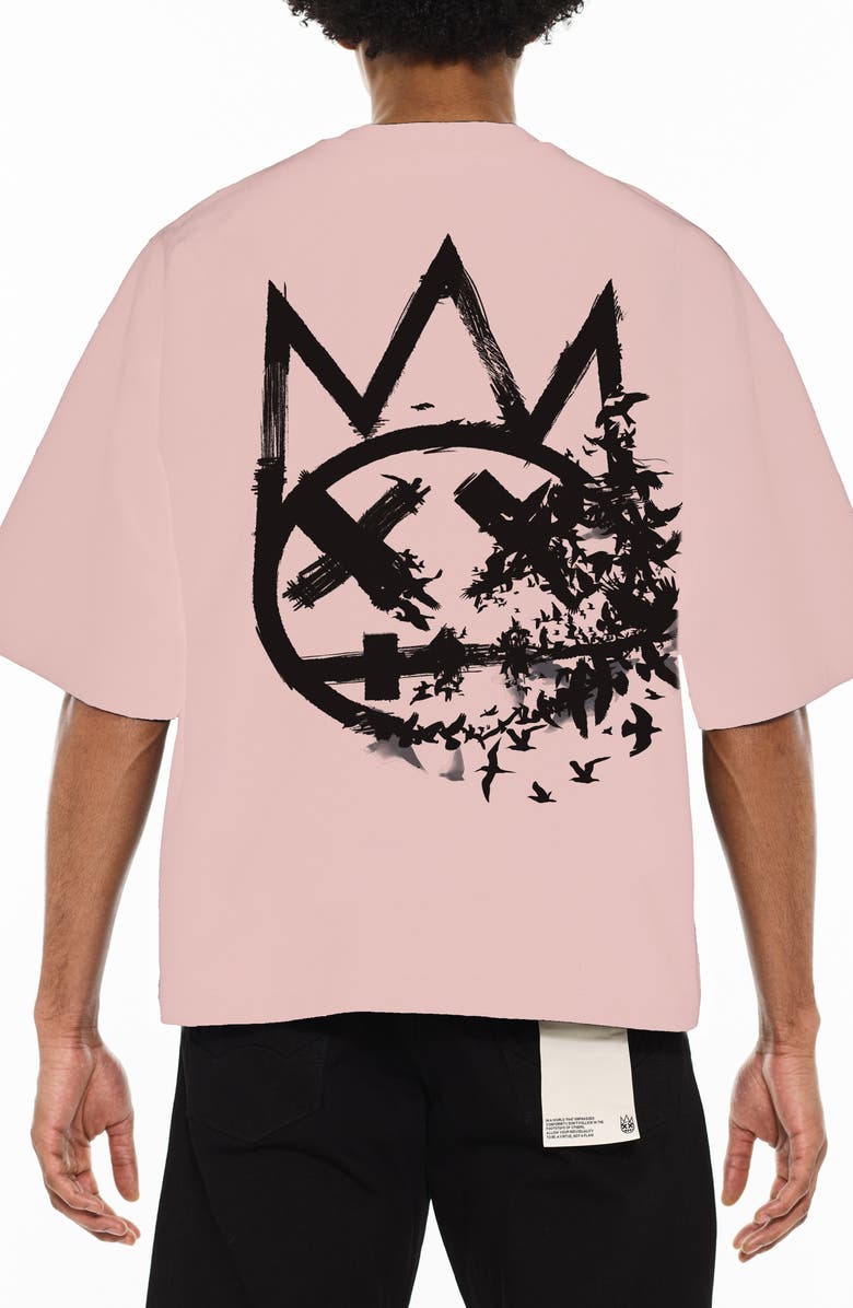 Cult of Individuality Oversize Cotton Graphic T-Shirt, Alternate, color, Silver Pink