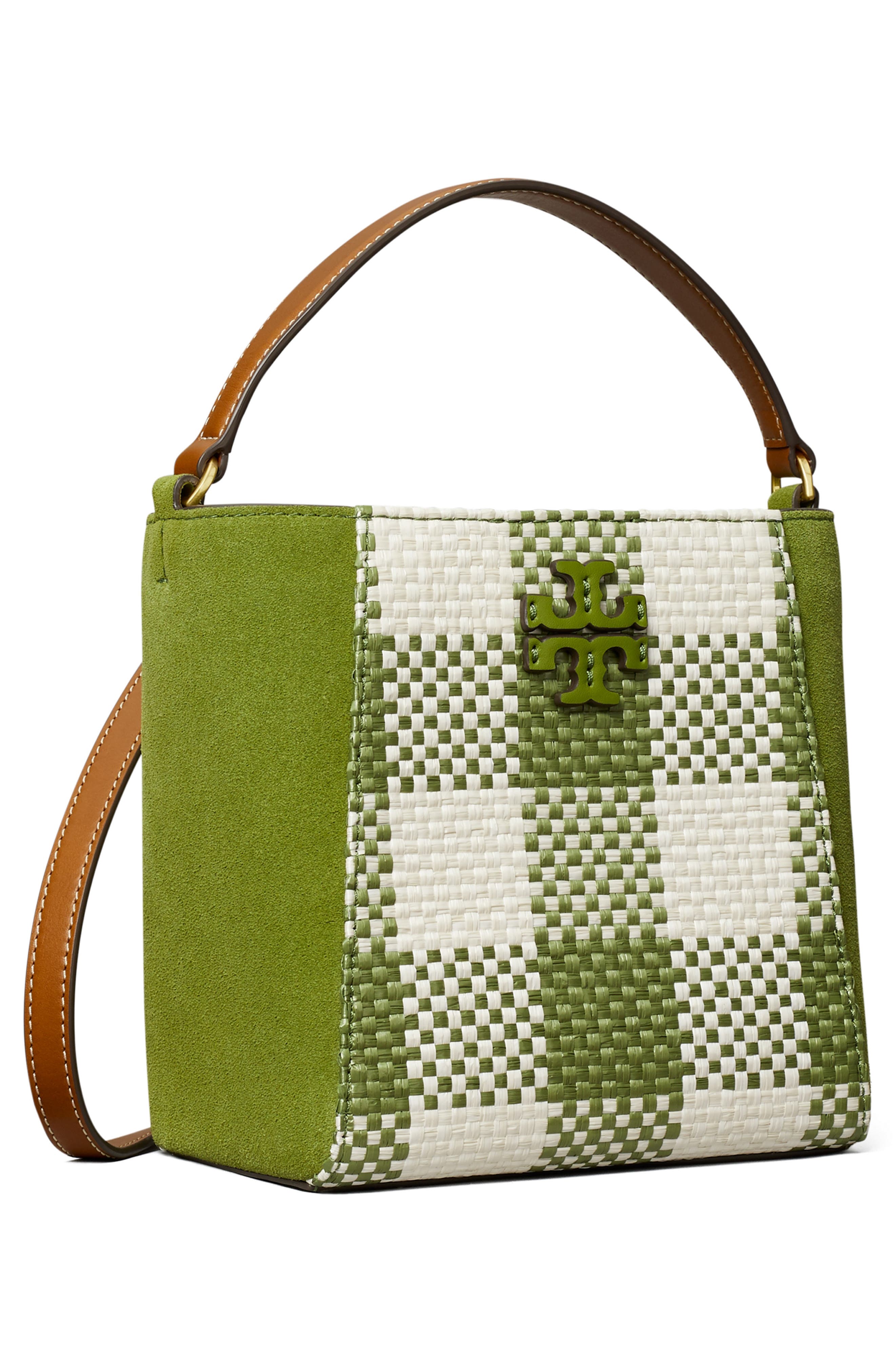 Tory Burch Small McGraw Gingham Bucket Bag, Alternate, color, 