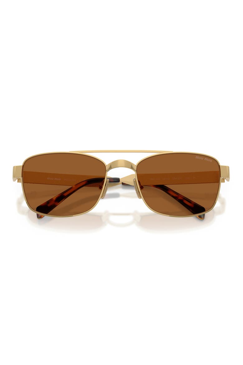 56mm Rectangle Sunglasses, Alternate, color, GOLD / DARK BRONZE