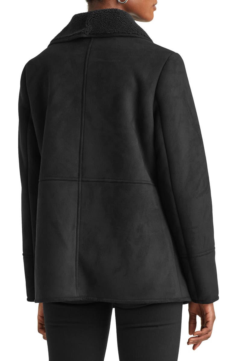 Lauren Ralph Lauren Double Breasted Faux Shearling Coat, Alternate, color,