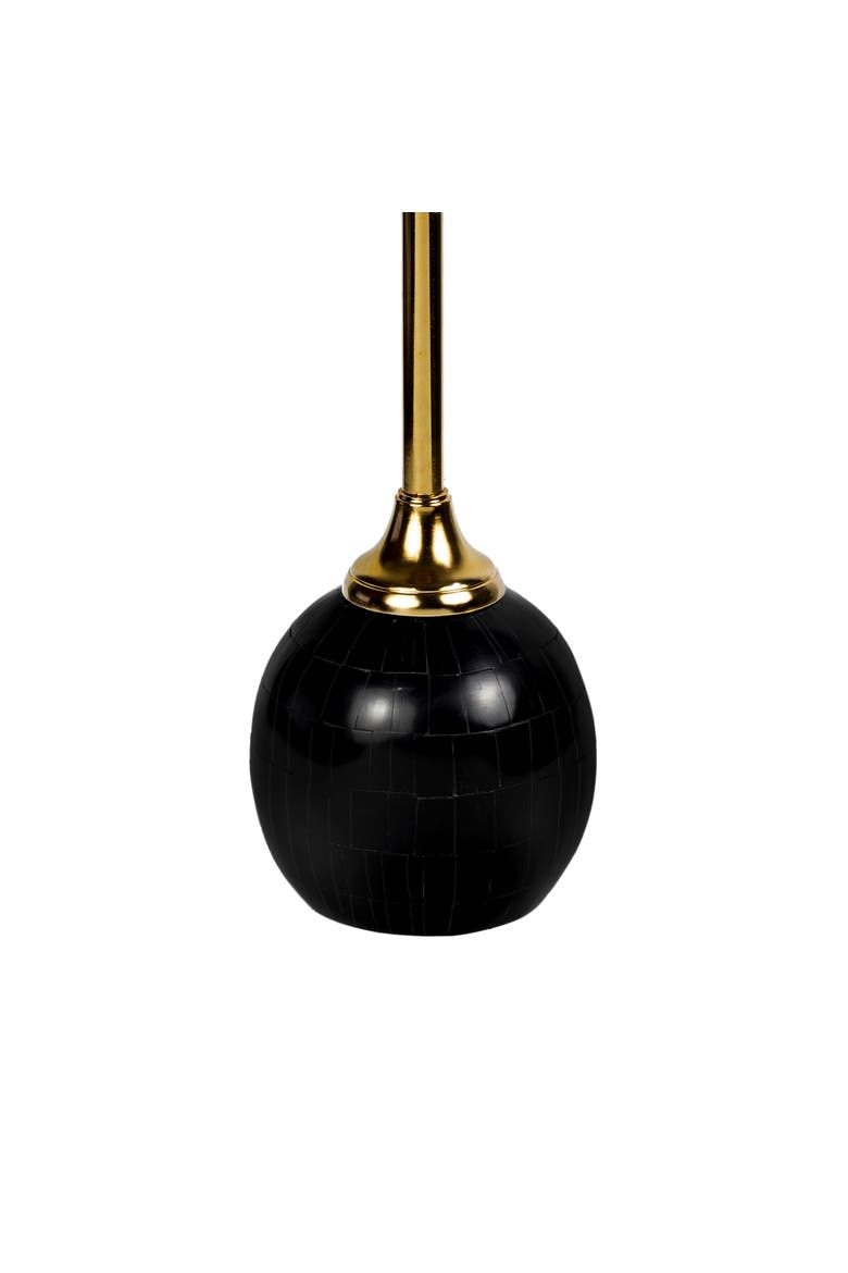 Evelyn Modern Glam Metal/Resin Mosaic Pedestal Drink Table, Alternate, color, Black/Gold