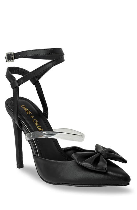 Chase & Chloe Halston Pointed Toe Ankle Strap Pump