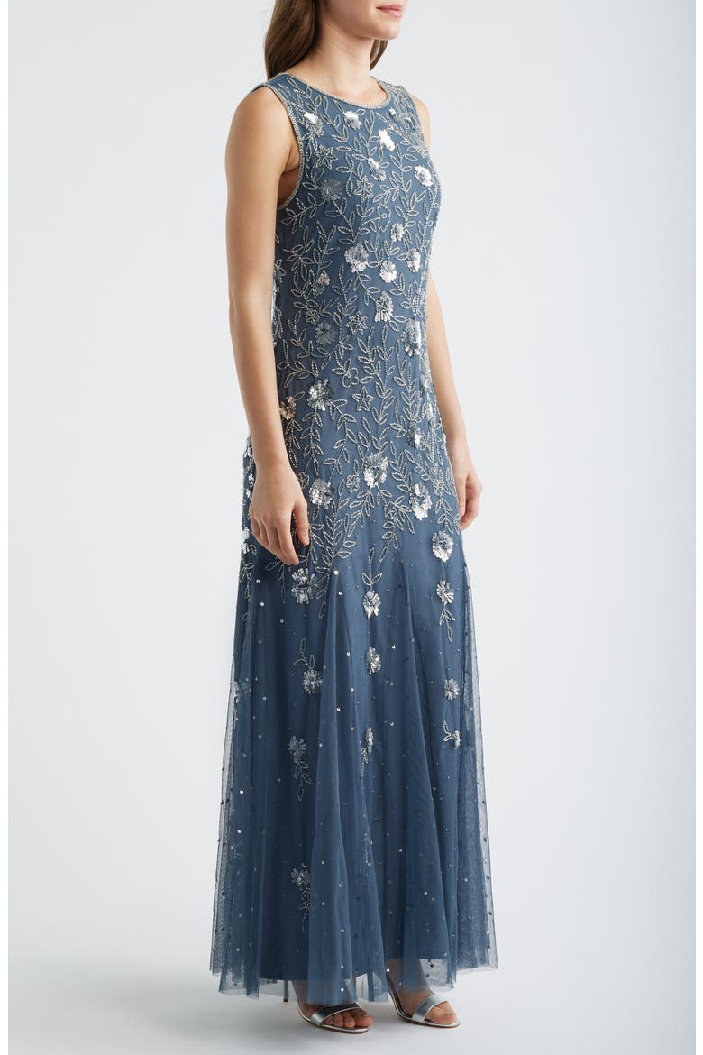 Beaded Godet Hem Cocktail Dress, Alternate, color, GREY