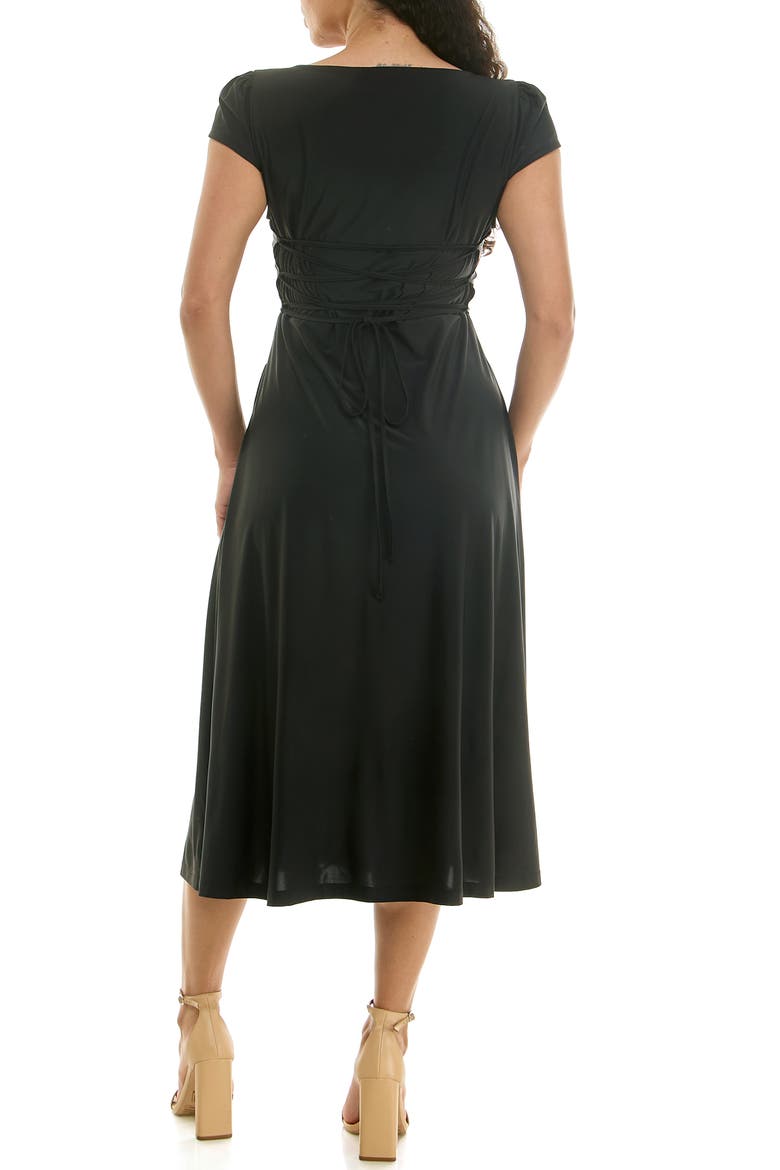 Cap Sleeve Fit & Flare Dress, Alternate, color, BLACK