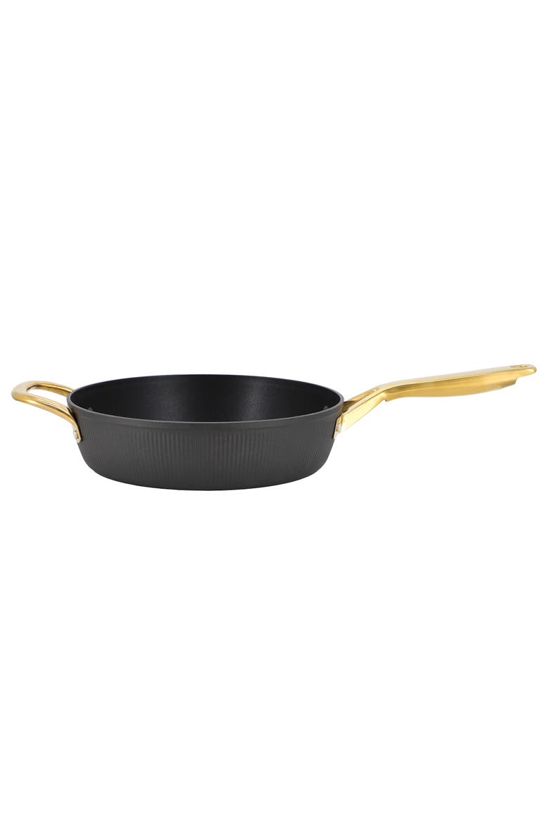 Abbottsford 4 Quart Nonstick Aluminum Saute Pan with Glass Lid, Alternate, color, Black