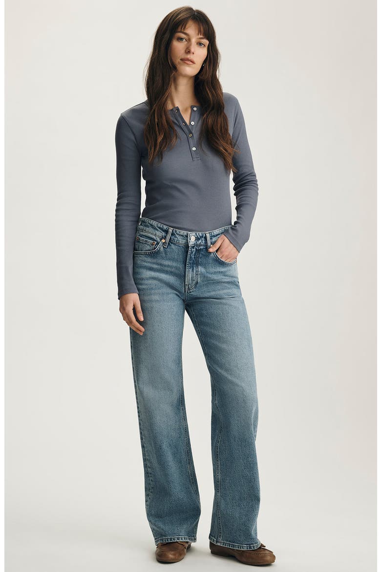 Taylor High Waist Relaxed Straight Leg Jeans, Alternate, color, MID BRUSHED CLASSIC BLUE