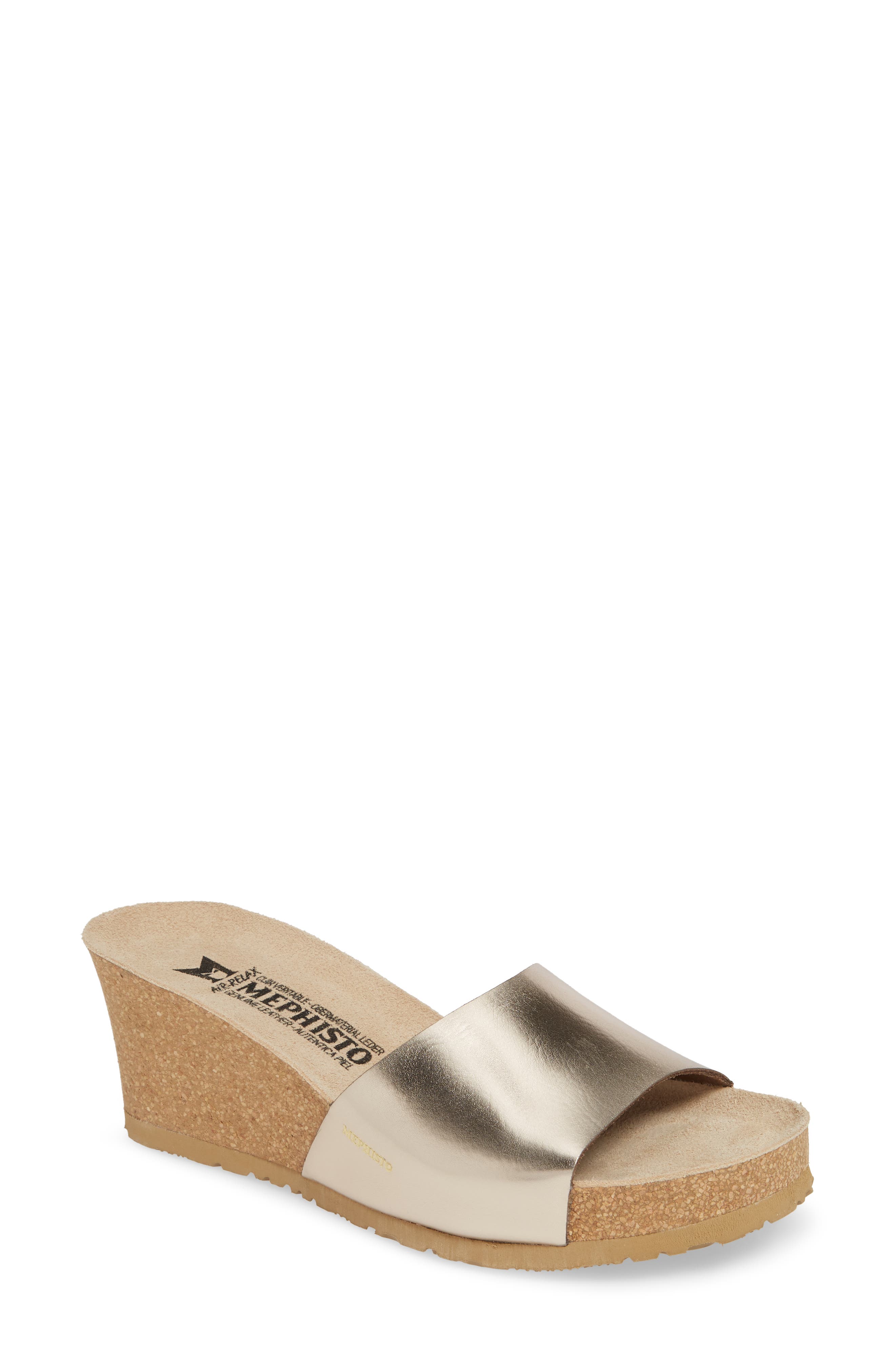 Lise Platform Wedge Sandal, Main, color, PLATINUM LEATHER