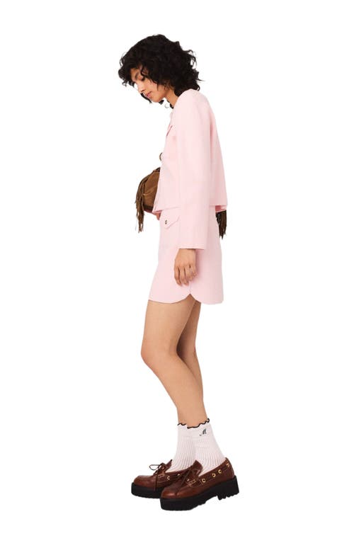 Maje Short Topstitched Knit Skirt In Pink