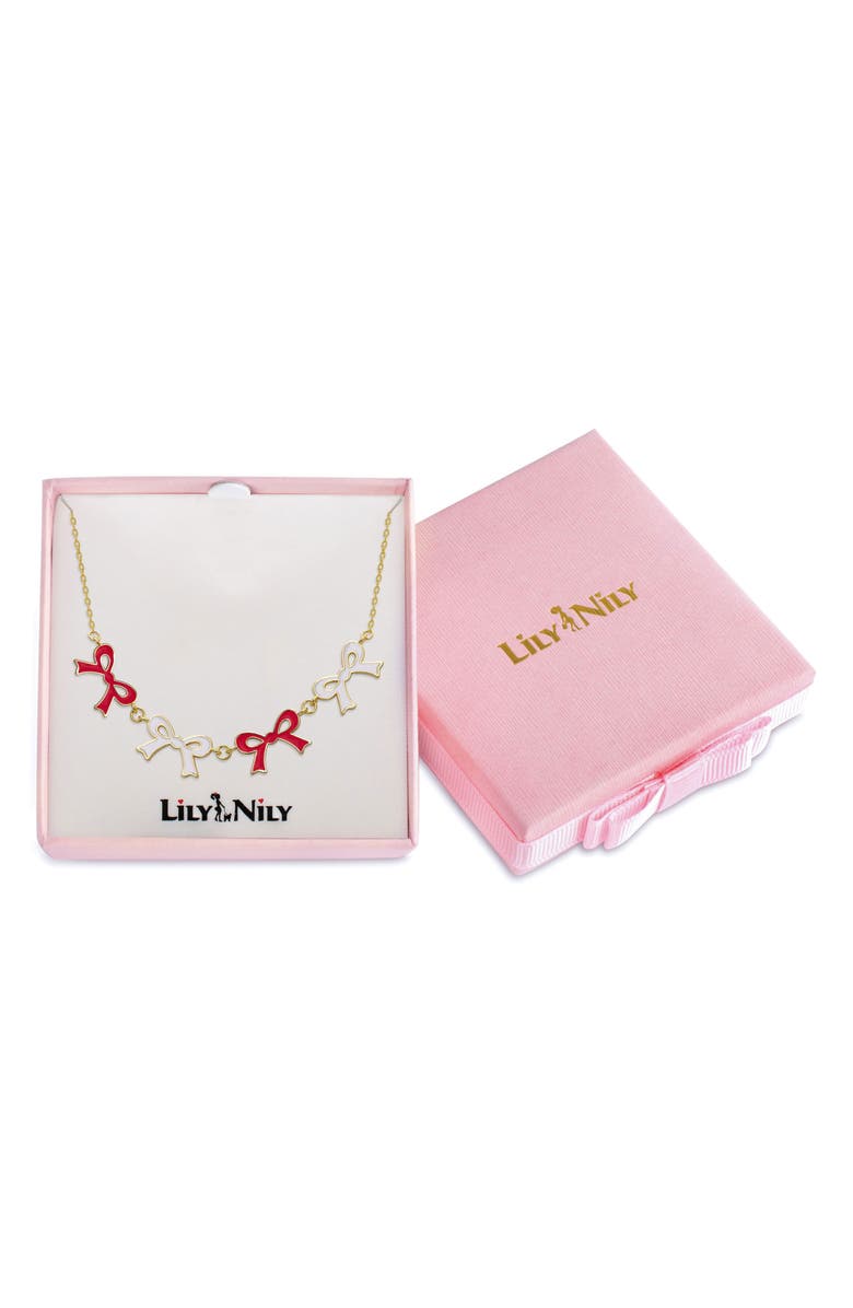 Lily Nily Kids' Flat Bow Link Necklace, Alternate, color, Red/ White