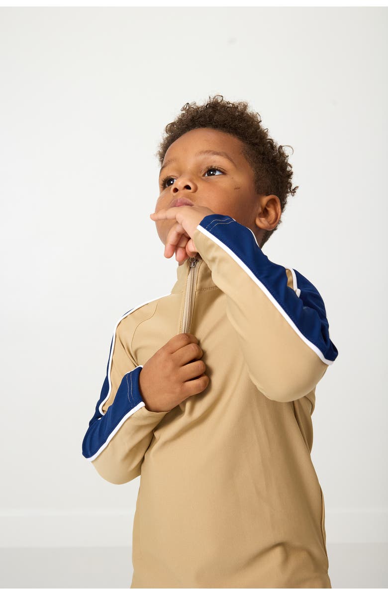 Courtside Kids Boys Half Zip, Alternate, color, Khaki Navy Stripe