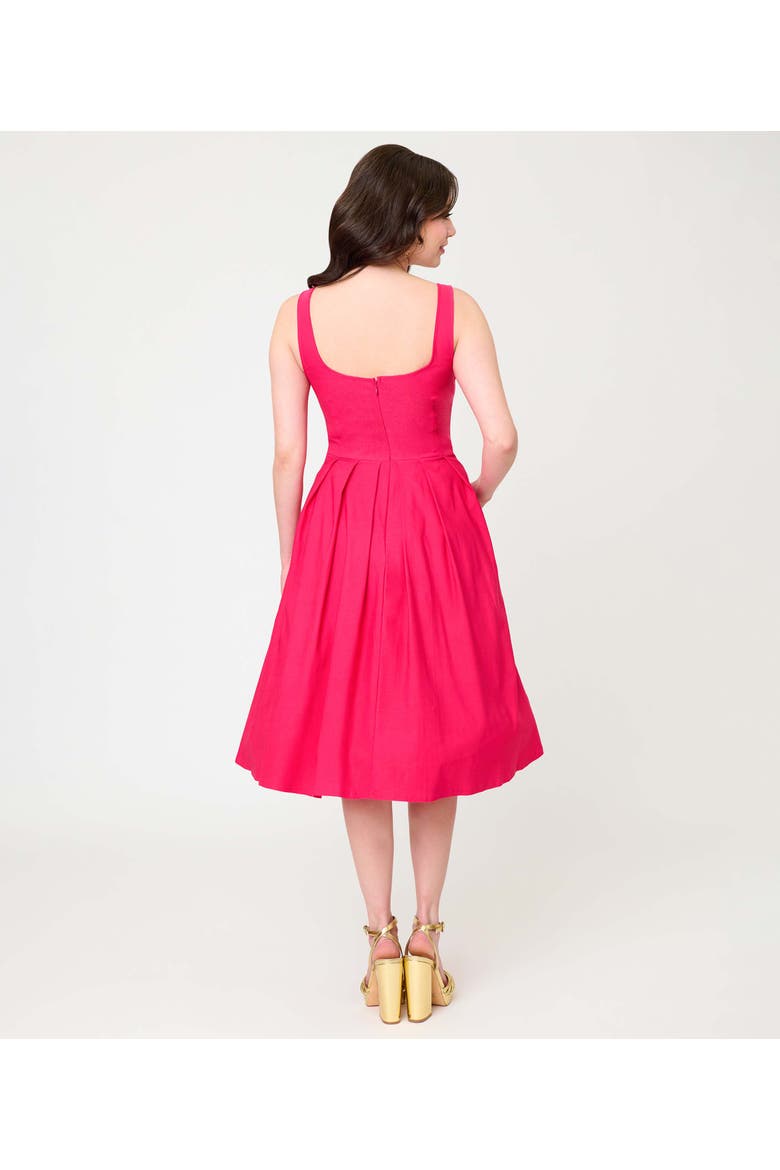 Square Neck Pleated Swing Dress, Alternate, color, Pink Solid