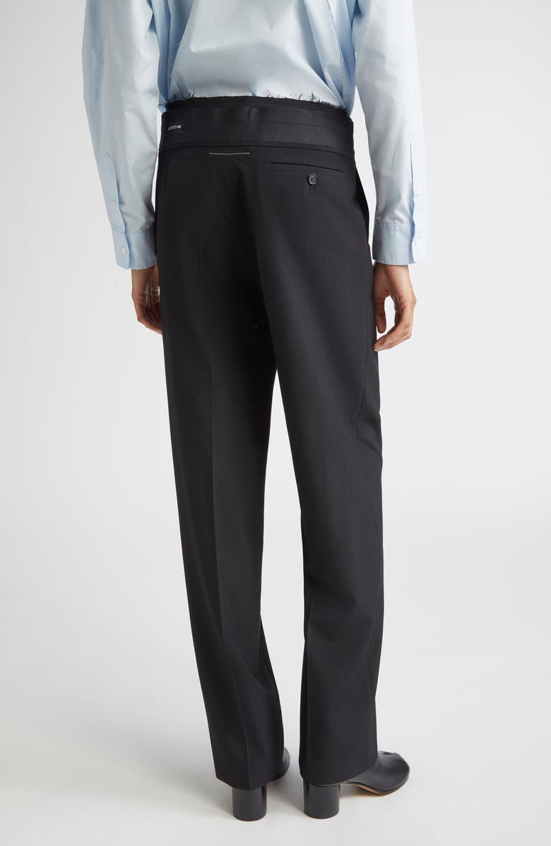 MM6 Maison Margiela Released Waistband Stretch Gabardine Straight Leg Pants, Alternate, color, Black