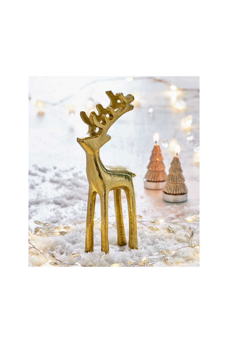 Large Gold Reindeer Silhouette Decorative Sculpture Holiday, Alternate, color, Gold
