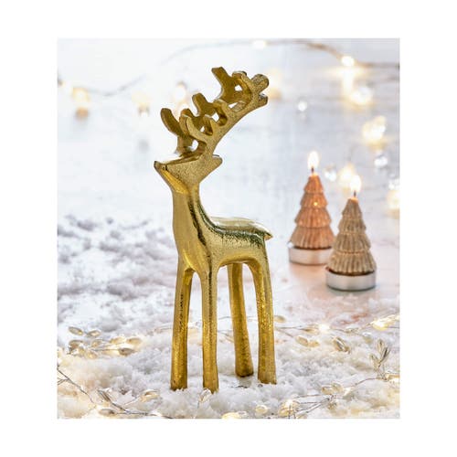 Tag Large Gold Reindeer Silhouette Decorative Sculpture Holiday In Gold