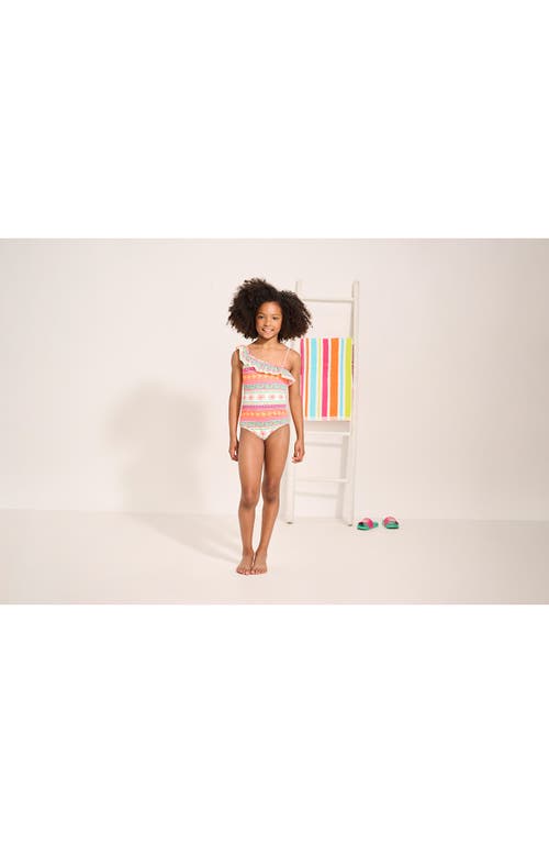 HATLEY HATLEY ORNATE TROPICAL RUFFLE TRIM ONE-PIECE SWIMSUIT